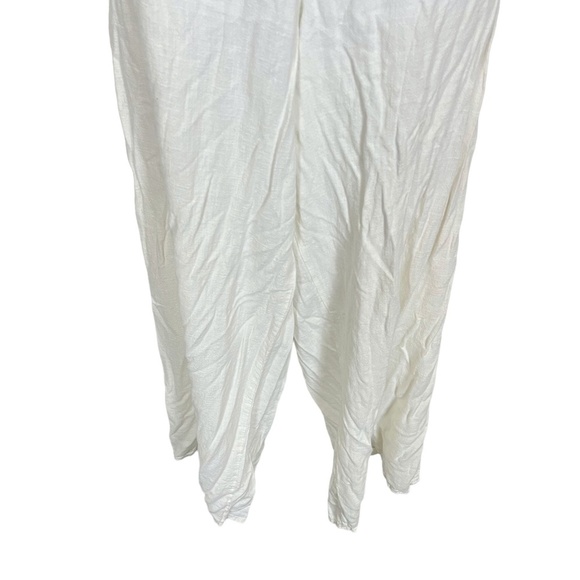 Asos Design Women's White Deep V-Neck Flax Jumpsuit Wide Leg Open Back Pants  8 - Picture 4 of 16